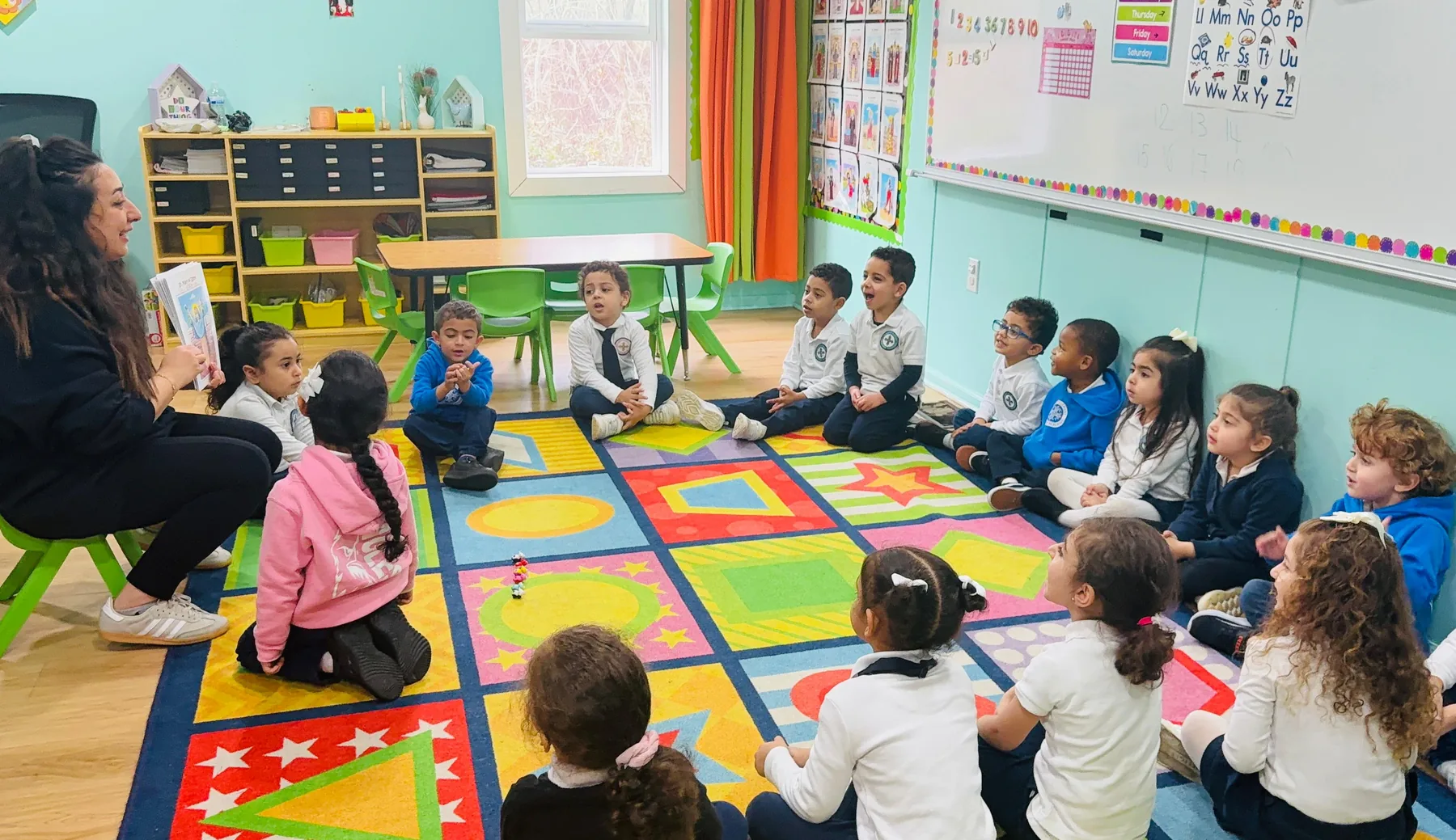 Preschool children learning together in a classroom